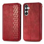 For Samsung Galaxy M15 Cubic Grid Pressed Magnetic Leather Phone Case(Red)