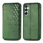 For Samsung Galaxy M15 Cubic Grid Pressed Magnetic Leather Phone Case(Green)