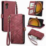 For Samsung Galaxy Xcover 7 Geometric Zipper Wallet Side Buckle Leather Phone Case(Red)