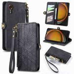 For Samsung Galaxy Xcover 7 Geometric Zipper Wallet Side Buckle Leather Phone Case(Black)