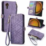 For Samsung Galaxy Xcover 7 Geometric Zipper Wallet Side Buckle Leather Phone Case(Purple)