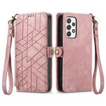 For Samsung Galaxy A53 5G Geometric Zipper Wallet Side Buckle Leather Phone Case(Pink)