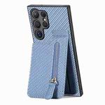 For Samsung Galaxy S24 Ultra 5G Carbon Fiber Vertical Flip Zipper Phone Case(Blue)