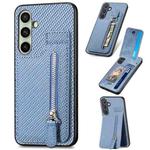 For Samsung Galaxy A36 Carbon Fiber Vertical Flip Zipper Phone Case(Blue)