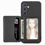 For Samsung Galaxy S24+ 5G Carbon Fiber Magnetic Card Wallet RFID Blocking Phone Case(Black)