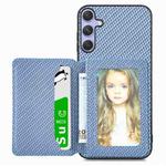For Samsung Galaxy S25 5G Carbon Fiber Magnetic Card Wallet RFID Blocking Phone Case(Blue)