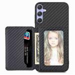For Samsung Galaxy S25+ 5G Carbon Fiber Magnetic Card Wallet RFID Blocking Phone Case(Black)