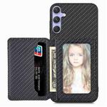 For Samsung Galaxy S25 Ultra 5G Carbon Fiber Magnetic Card Wallet RFID Blocking Phone Case(Black)
