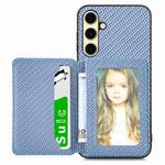 For Samsung Galaxy A56 5G Carbon Fiber Magnetic Card Wallet RFID Blocking Phone Case(Blue)