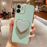 For iPhone 12 mini Electroplating Love Heart Holder TPU Phone Case(Green)