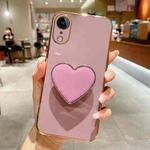 For iPhone XR Electroplating Love Heart Holder TPU Phone Case(Purple)