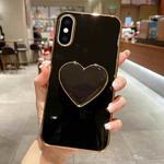 For iPhone X / XS Electroplating Love Heart Holder TPU Phone Case(Black)