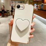 For iPhone SE 2022/2020 / 7 / 8 Electroplating Love Heart Holder TPU Phone Case(White)