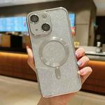 For iPhone 14 Plus MagSafe Glitter Electroplating TPU Phone Case(Silver)