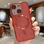 For iPhone 14 Plus MagSafe Glitter Electroplating TPU Phone Case(Red)