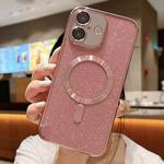 For iPhone 16 Plus MagSafe Glitter Electroplating TPU Phone Case(Rose  Gold)