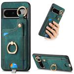 For Google Pixel 8 Pro Retro Skin-feel Ring Card Bag Phone Case with Hang Loop(Green)