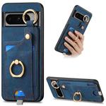 For Google Pixel 8 Pro Retro Skin-feel Ring Card Bag Phone Case with Hang Loop(Blue)