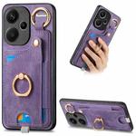 For Xiaomi Redmi Note 13 Pro+ Retro Skin-feel Ring Card Bag Phone Case with Hang Loop(Purple)