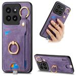 For Xiaomi 14 Pro Retro Skin-feel Ring Card Bag Phone Case with Hang Loop(Purple)