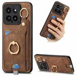 For Xiaomi 14 Retro Skin-feel Ring Card Bag Phone Case with Hang Loop(Brown)