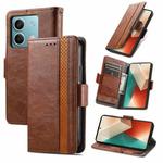 For Xiaomi Redmi Note 13 5G CaseNeo Splicing Dual Magnetic Buckle Leather Phone Case(Brown)