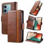 For Xiaomi Redmi Note 13 4G CaseNeo Splicing Dual Magnetic Buckle Leather Phone Case(Brown)