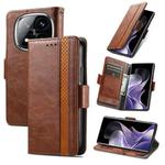 For Xiaomi Redmi Note 14 Pro+ 5G CaseNeo Splicing Dual Magnetic Buckle Leather Phone Case(Brown)