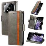 For Xiaomi Redmi Note 14 Pro+ 5G CaseNeo Splicing Dual Magnetic Buckle Leather Phone Case(Gray)