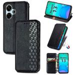 For Redmi 13 4G Cubic Grid Pressed Magnetic Leather Phone Case(Black)