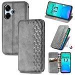For Redmi 13 4G Cubic Grid Pressed Magnetic Leather Phone Case(Gray)