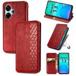 For Redmi 13 4G Cubic Grid Pressed Magnetic Leather Phone Case(Red)