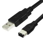 JUNSUNMAY Firewire IEEE 1394 6 Pin Male to USB 2.0 Male Adaptor Convertor Cable Cord, Length:1.8m
