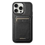 For iPhone 15 Pro Max Suteni H15 MagSafe Oil Eax Leather Detachable Wallet Back Phone Case(Black)