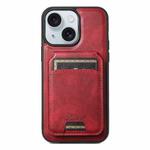 For iPhone 15 Plus Suteni H15 MagSafe Oil Eax Leather Detachable Wallet Back Phone Case(Red)
