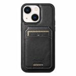 For iPhone 14 Suteni H15 MagSafe Oil Eax Leather Detachable Wallet Back Phone Case(Black)