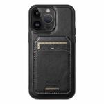 For iPhone 13 Pro Max Suteni H15 MagSafe Oil Eax Leather Detachable Wallet Back Phone Case(Black)