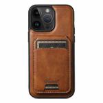For iPhone 12 Pro Suteni H15 MagSafe Oil Eax Leather Detachable Wallet Back Phone Case(Brown)
