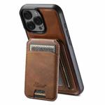 For iPhone 16 Pro Max Suteni H15 MagSafe Oil Eax Leather Detachable Wallet Back Phone Case(Brown)