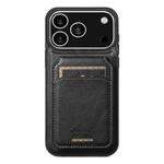 For iPhone 17 Pro Max Suteni H15 MagSafe Oil Eax Leather Detachable Wallet Back Phone Case(Black)