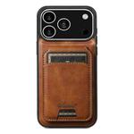 For iPhone 17 Pro Max Suteni H15 MagSafe Oil Eax Leather Detachable Wallet Back Phone Case(Brown)