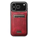 For iPhone 17 Pro Max Suteni H15 MagSafe Oil Eax Leather Detachable Wallet Back Phone Case(Red)
