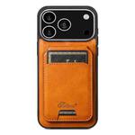 For iPhone 17 Pro Max Suteni H15 MagSafe Oil Eax Leather Detachable Wallet Back Phone Case(Khaki)