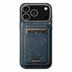 For iPhone 17 Pro Max Suteni H15 MagSafe Oil Eax Leather Detachable Wallet Back Phone Case(Blue)