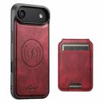 For iPhone 17 Air Suteni H15 MagSafe Oil Eax Leather Detachable Wallet Back Phone Case(Red)
