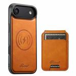 For iPhone 17 Air Suteni H15 MagSafe Oil Eax Leather Detachable Wallet Back Phone Case(Khaki)