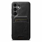 For Samsung Galaxy S25+ 5G Suteni H15  Oil Eax Leather Detachable Wallet Back Phone Case(Black)