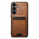For Samsung Galaxy S25+ 5G Suteni H15  Oil Eax Leather Detachable Wallet Back Phone Case(Brown)