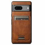 For Google Pixel 8 Suteni H15 Oil Eax Leather MagSafe Detachable Wallet Back Phone Case(Brown)