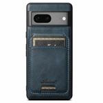 For Google Pixel 8 Suteni H15 Oil Eax Leather MagSafe Detachable Wallet Back Phone Case(Blue)